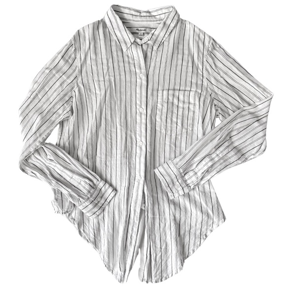 Madewell White Darcy Stripe Front Tie Button Down Top Size Medium - Picture 5 of 9